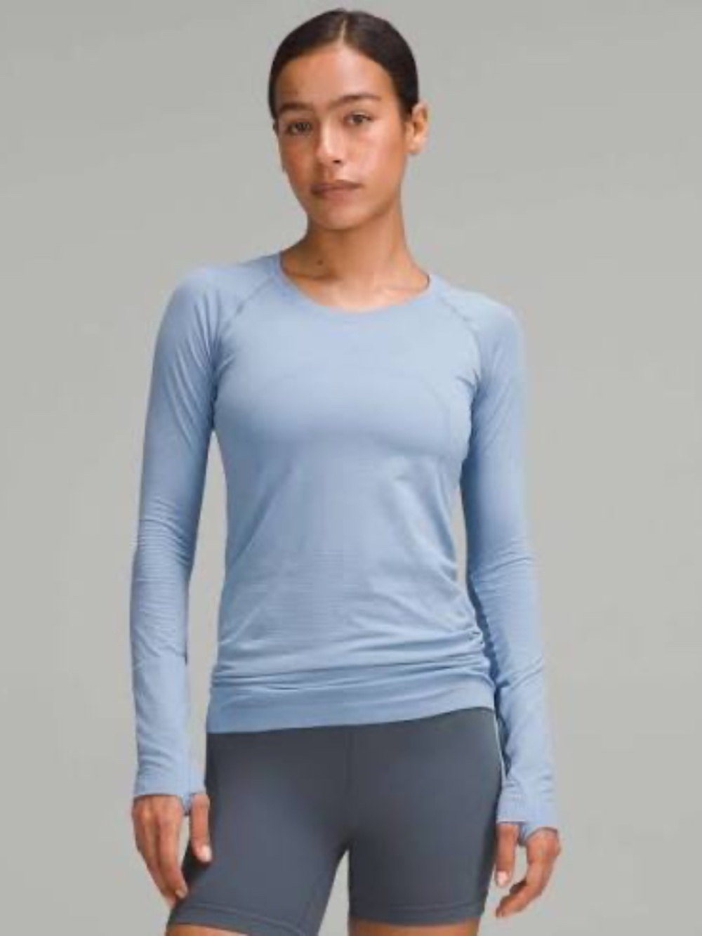 Swiftly Tech Long-Sleeve Shirt 2.0 Waist Length, Willow Blue, Lululemon, Size 4